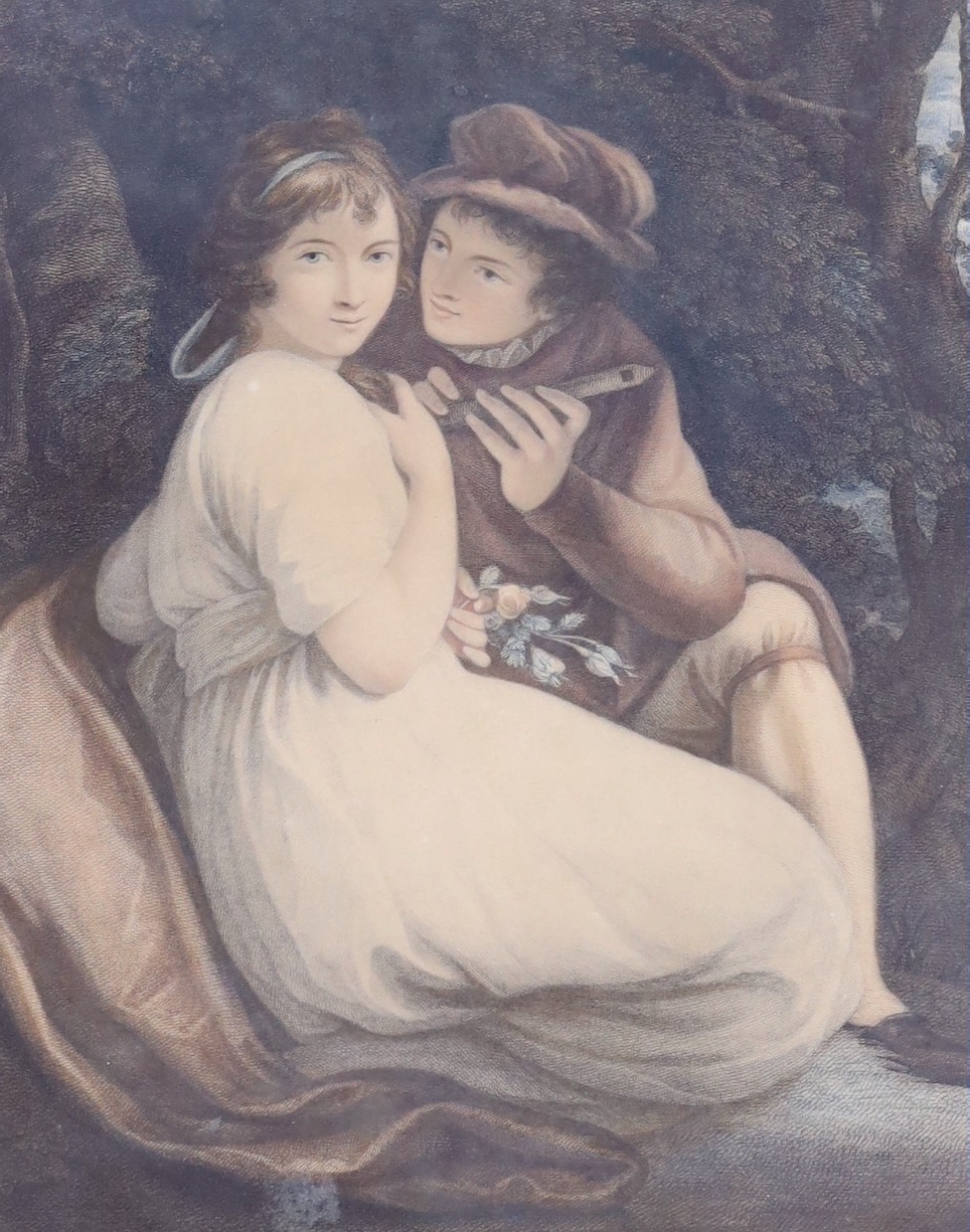 Francesco Bartolozzi (1727-1815), two mezzotints, ‘Lavinia’ and ‘Henry and Emma’, 44 x 35cm
